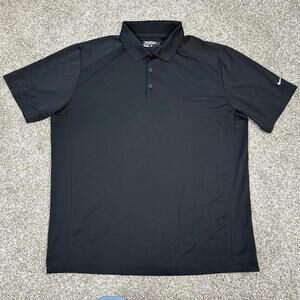 Nike Golf Men's Polo Shirt XL Button Black Dri-Fit Aqua Activewear Swoosh Collar